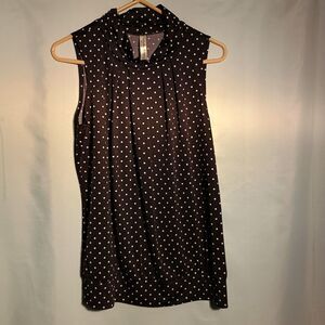 Women’s Black Sleeveless Polka Dot Blouse Top – Cowl Neck, Lightweight, Size XL